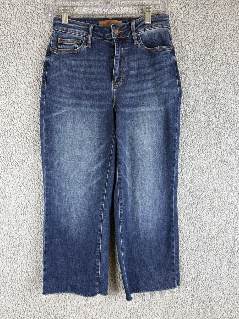 Judy Blue Wide Crop Jeans Dark Wash High Rise Stretch Denim Size 3/26 Boho Denim